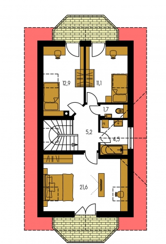 Image miroir | Plan de sol du premier étage - PREMIER 56
